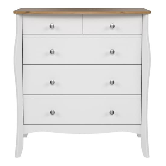 Braque Wooden Chest Of 5 Drawers In Pure White Iced Coffee_3