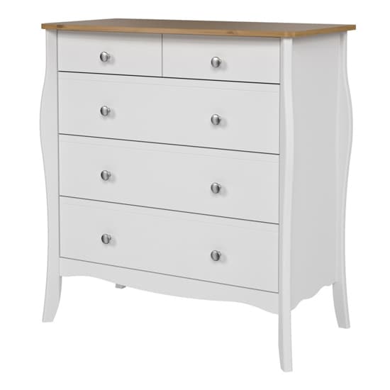Braque Wooden Chest Of 5 Drawers In Pure White Iced Coffee_4