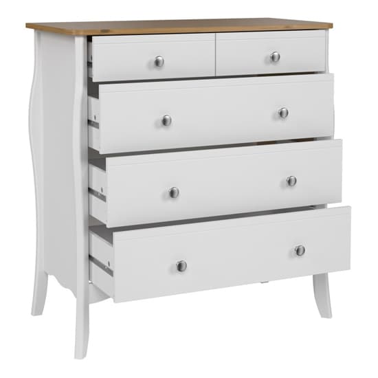 Braque Wooden Chest Of 5 Drawers In Pure White Iced Coffee_5