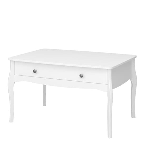 Braque Wooden Coffee Table With 2 Drawers In Pure White_3