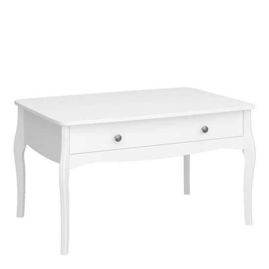 Braque Wooden Coffee Table With 2 Drawers In Pure White_1