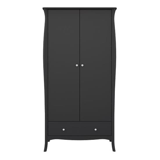 Braque Wooden Wardrobe With 2 Doors And 1 Drawer In Black_2