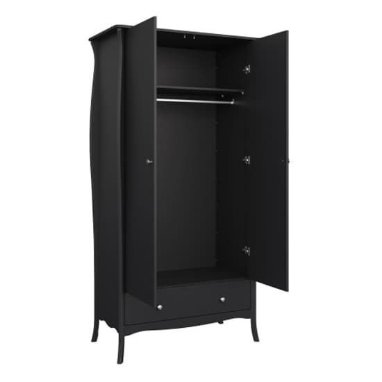 Braque Wooden Wardrobe With 2 Doors And 1 Drawer In Black_3