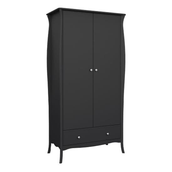 Braque Wooden Wardrobe With 2 Doors And 1 Drawer In Black_1