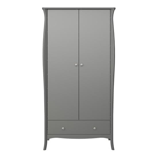 Braque Wooden Wardrobe With 2 Doors And 1 Drawer In Grey_2