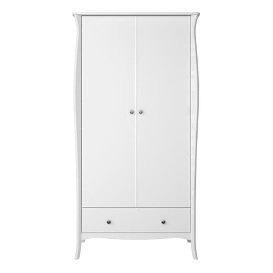 Braque Wooden Wardrobe With 2 Doors And 1 Drawer In White_2