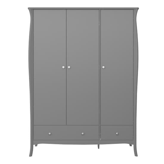 Braque Wooden Wardrobe With 3 Doors And 2 Drawers In Grey_2