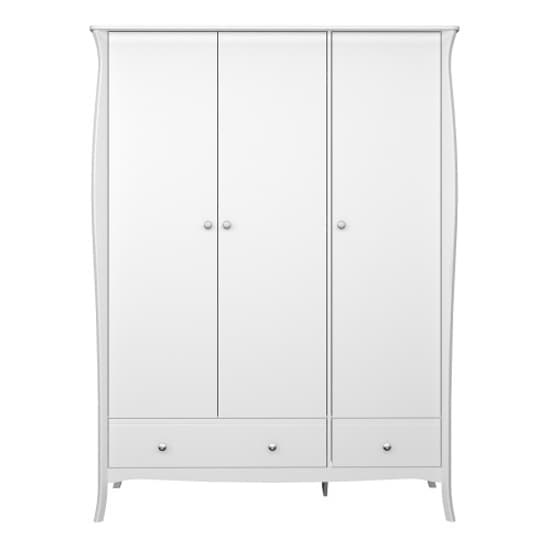 Braque Wooden Wardrobe With 3 Doors And 2 Drawers In White_2