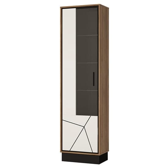 Brecon LED Left Handed Wooden Display Cabinet In Walnut White_2