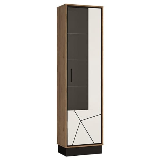 Brecon LED Right Handed Wooden Display Cabinet In Walnut White_2