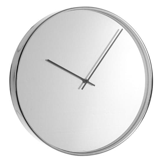 Breiley Round Minimal Mirrored Wall Clock In Chrome Frame_2