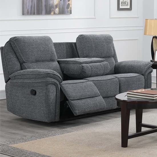 Brela Manual Recliner Fabric 3 Seater Sofa In Dark Grey_1