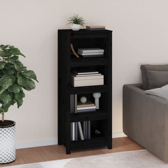 Brela Pinewood Bookcase With 3 Shelves In Black_2