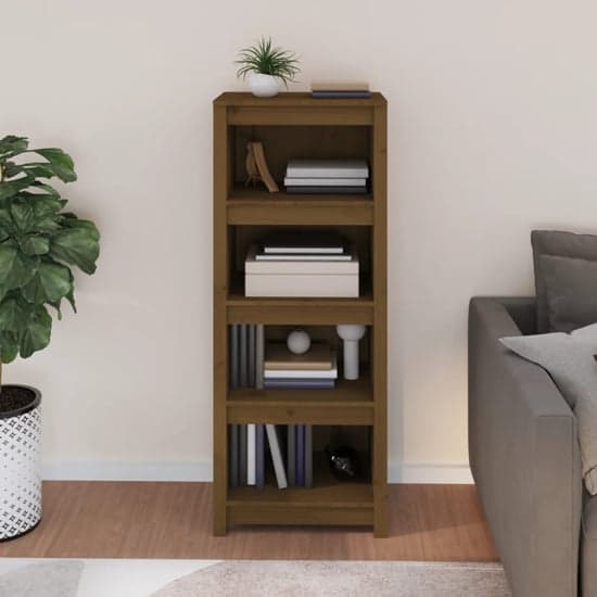 Brela Pinewood Bookcase With 3 Shelves In Honey Brown_1