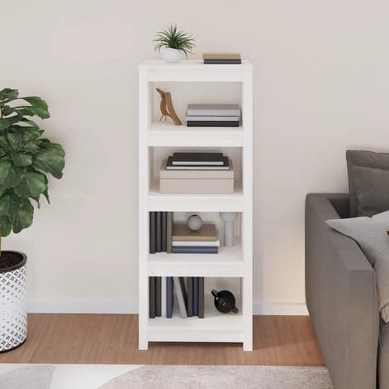 Brela Pinewood Bookcase With 3 Shelves In White_1