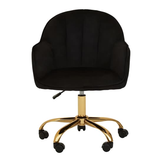 Brent Velvet Home Office Chair In Black With Gold Base_2