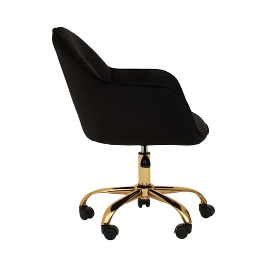 Brent Velvet Home Office Chair In Black With Gold Base_4