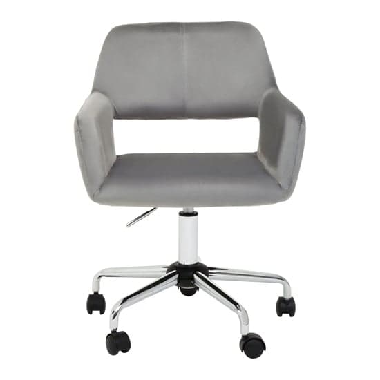 Brent Velvet Home Office Chair In Grey With Chrome Base_2