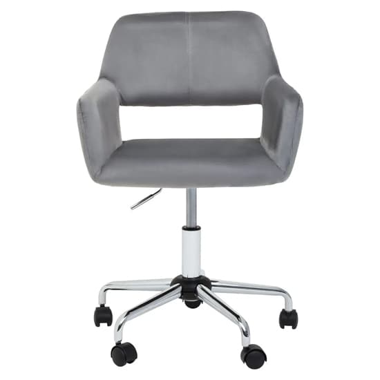 Brent Velvet Home Office Chair In Grey With Chrome Base_3