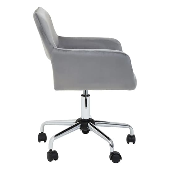 Brent Velvet Home Office Chair In Grey With Chrome Base_4