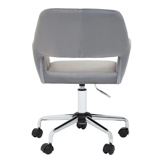 Brent Velvet Home Office Chair In Grey With Chrome Base_5