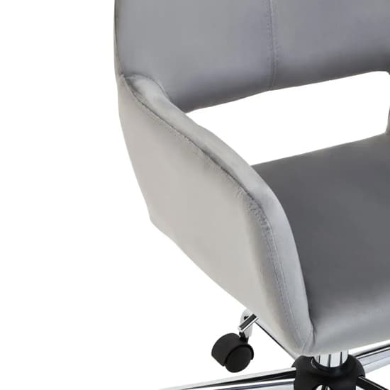 Brent Velvet Home Office Chair In Grey With Chrome Base_6