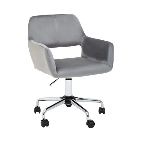 Brent Velvet Home Office Chair In Grey With Chrome Base_1