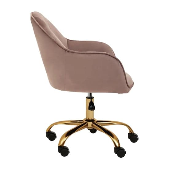 Brent Velvet Home Office Chair In Pink With Gold Base_4