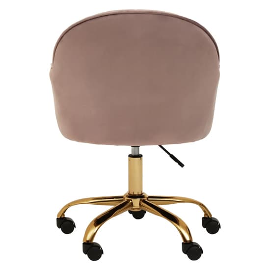Brent Velvet Home Office Chair In Pink With Gold Base_5
