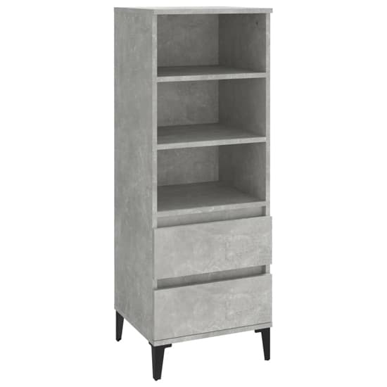 Brescia Wooden Bookcase With 2 Drawers In Concrete Effect_3