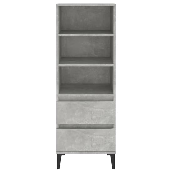 Brescia Wooden Bookcase With 2 Drawers In Concrete Effect_4