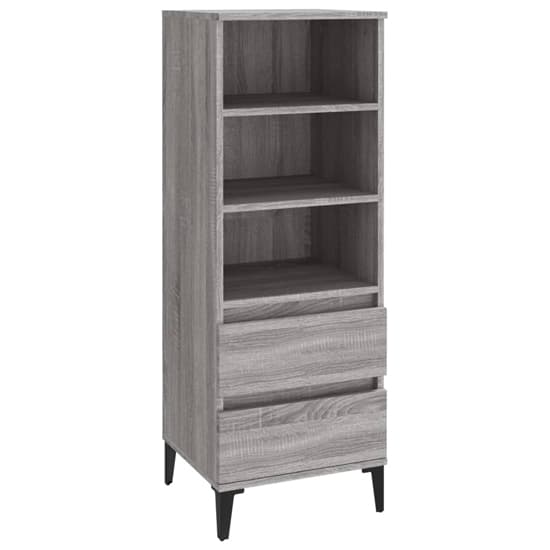 Brescia Wooden Bookcase With 2 Drawers In Grey Sonoma Oak_3