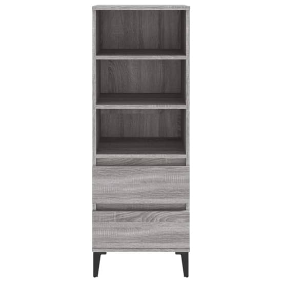 Brescia Wooden Bookcase With 2 Drawers In Grey Sonoma Oak_4