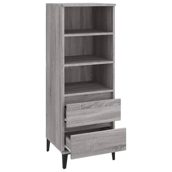 Brescia Wooden Bookcase With 2 Drawers In Grey Sonoma Oak_5
