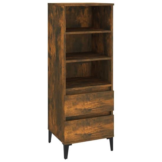Brescia Wooden Bookcase With 2 Drawers In Smoked Oak_3