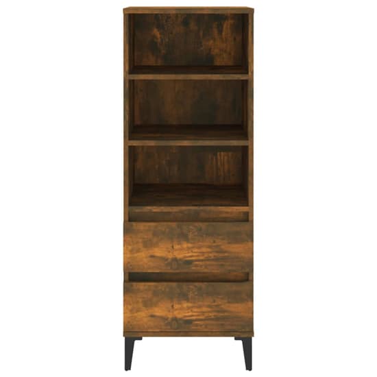 Brescia Wooden Bookcase With 2 Drawers In Smoked Oak_4