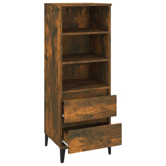 Brescia Wooden Bookcase With 2 Drawers In Smoked Oak_5