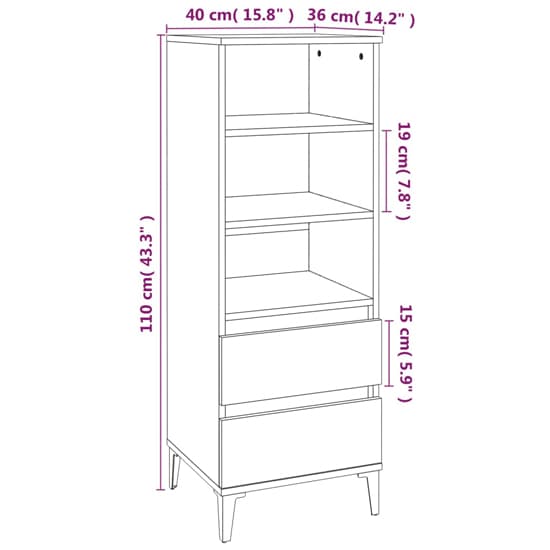 Brescia Wooden Bookcase With 2 Drawers In White_2