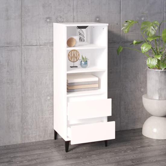 Brescia Wooden Bookcase With 2 Drawers In White_4