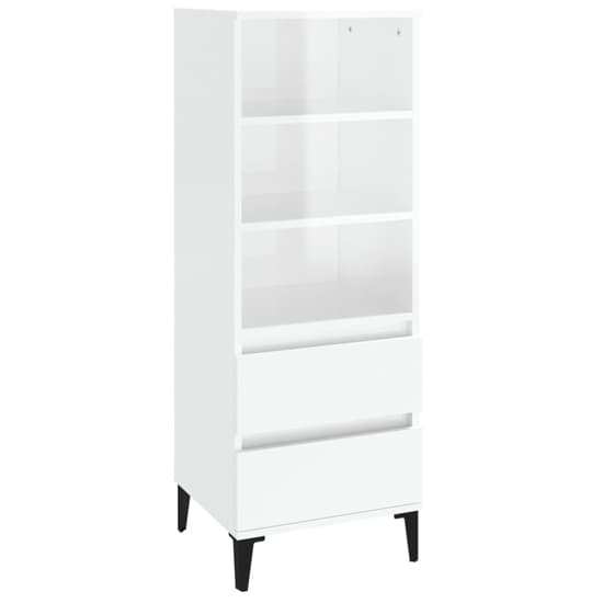 Brescia High Gloss Bookcase With 2 Drawers In White_3