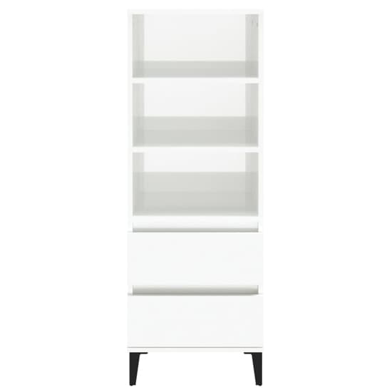 Brescia High Gloss Bookcase With 2 Drawers In White_4