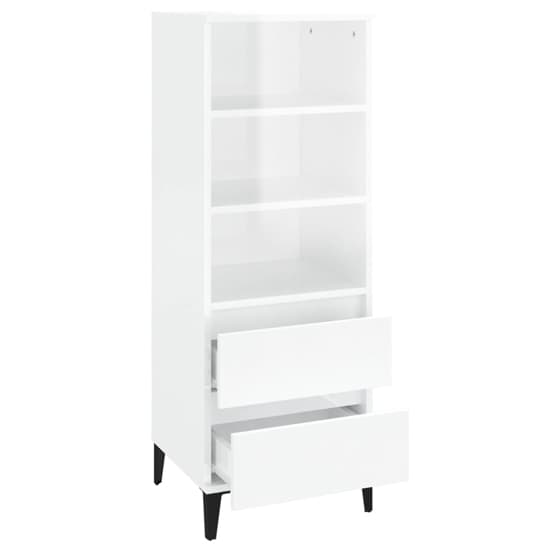 Brescia High Gloss Bookcase With 2 Drawers In White_5