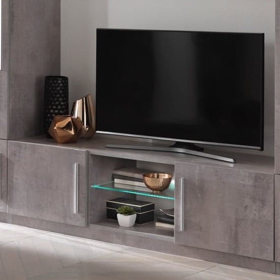 Breta TV Stand Grey Marble Effect With High Gloss And LED_1