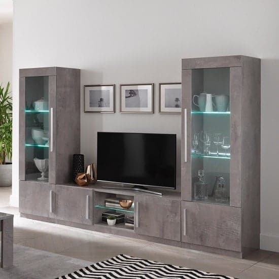 Breta TV Stand Grey Marble Effect With High Gloss And LED_3