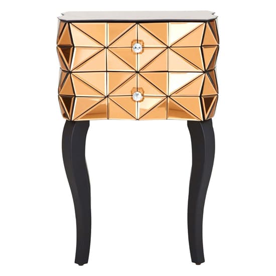 Brice Mirrored Glass Bedside Cabinet With 2 Drawers In Copper_3
