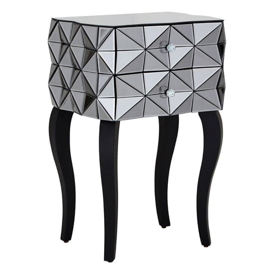 Brice Mirrored Glass Bedside Cabinet With 2 Drawers In Silver_1