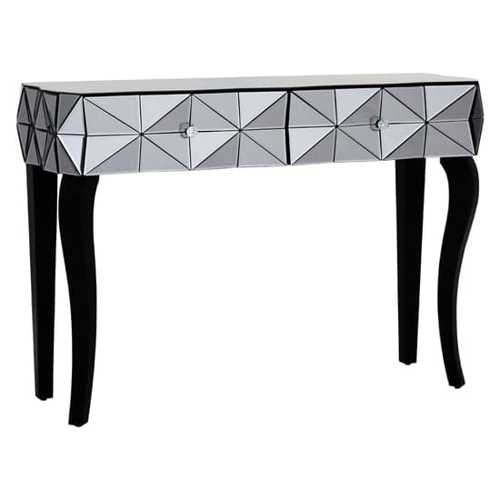 Brice Mirrored Glass Console Table With 2 Drawers In Silver_1