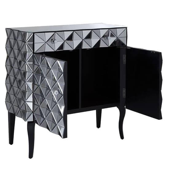 Brice Mirrored Glass Sideboard With 2 Doors 2 Drawers In Silver_3