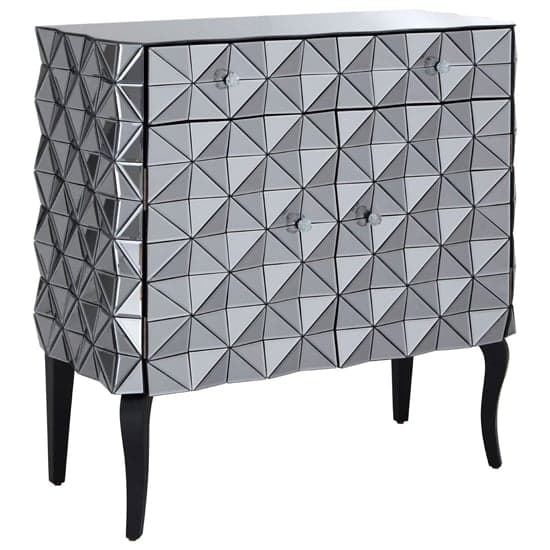 Brice Mirrored Glass Sideboard With 2 Doors 2 Drawers In Silver