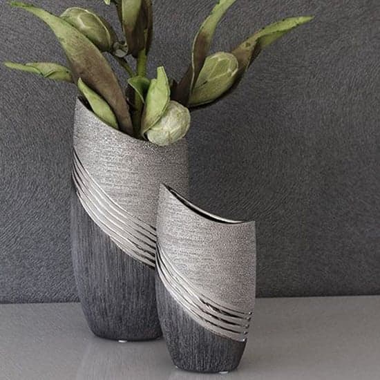Bridgetown Ceramic Large Deco Vase In Grey And Silver_2